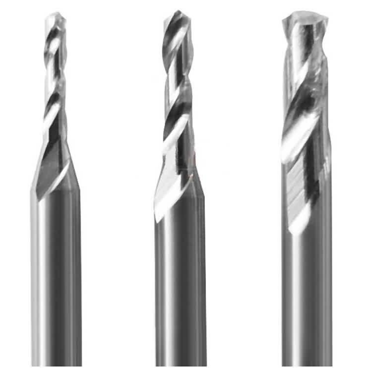 Pointing Tip Drill Bit Kit on Aluminum Boards-Spiral Double Flute: 0.8~3.175mm